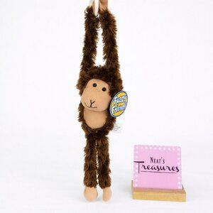 Greenbrier FUZZY FRIENDS Hanging Brown Monkey 13" Smiling  Animal Plush NEW